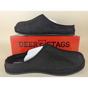 Deer Stags Wherever Slippers Mens 12M Black Faux Suede Indoor Outdoor Shoes NWB